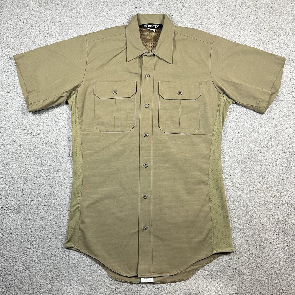 Vertx Shirt Mens L Tan Desert Tactical Phantom LT Ripstop Military Short Sleeve